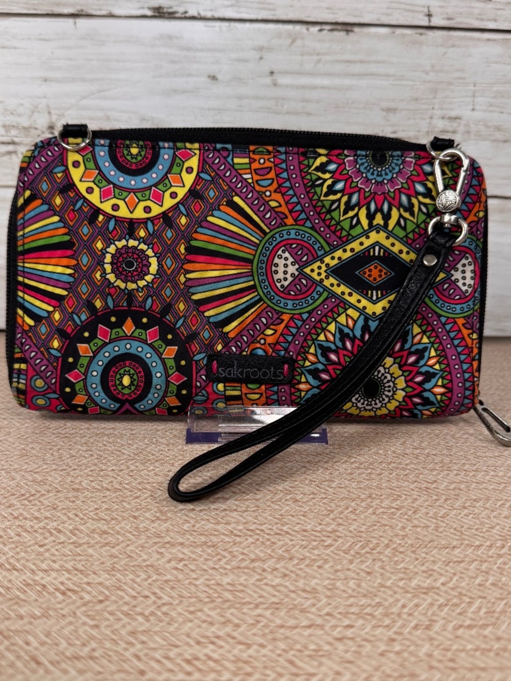 Sakroots Multicolor Mandala Pattern Wristlet Black Trim